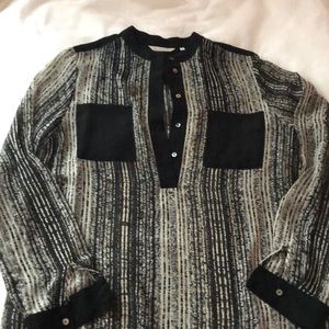 Zoa black/ ivory oversized , extra long blouse